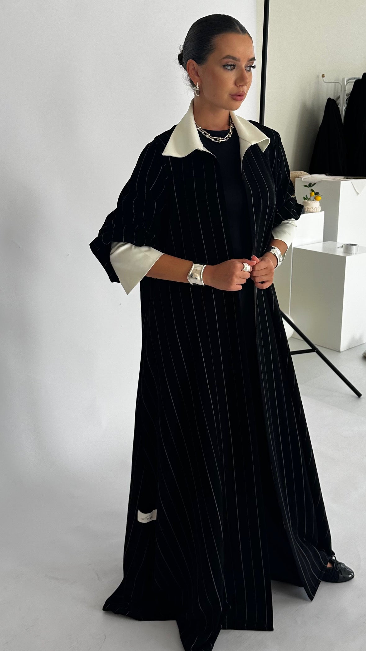 The Power Pinstripe in Black