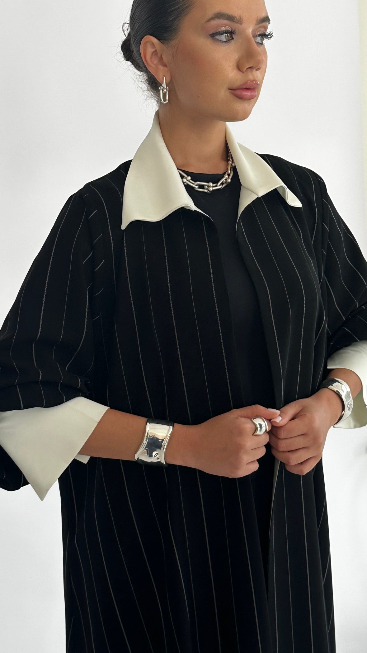 The Power Pinstripe in Black