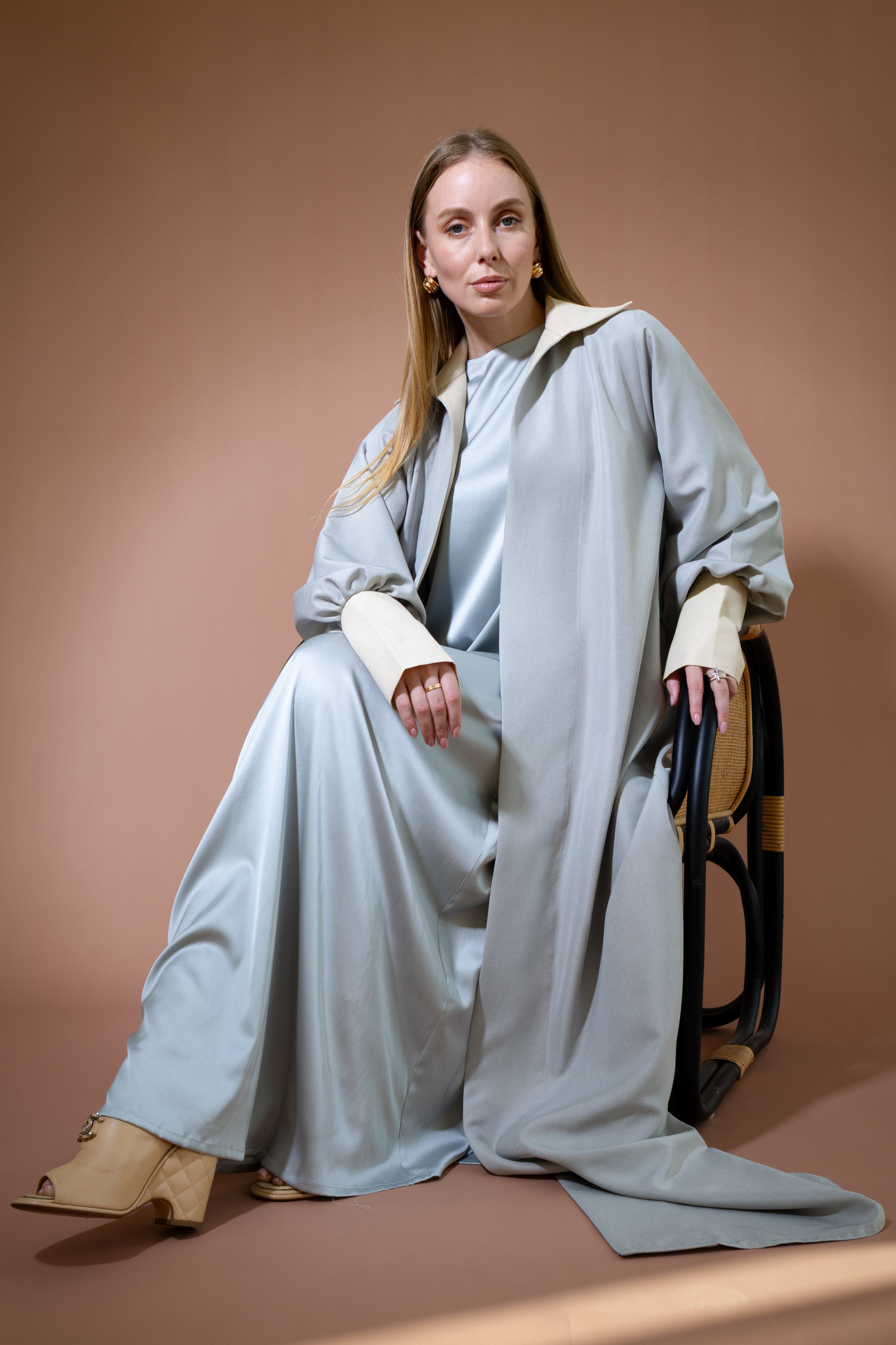 The Power Pinstripe Abaya in Linen