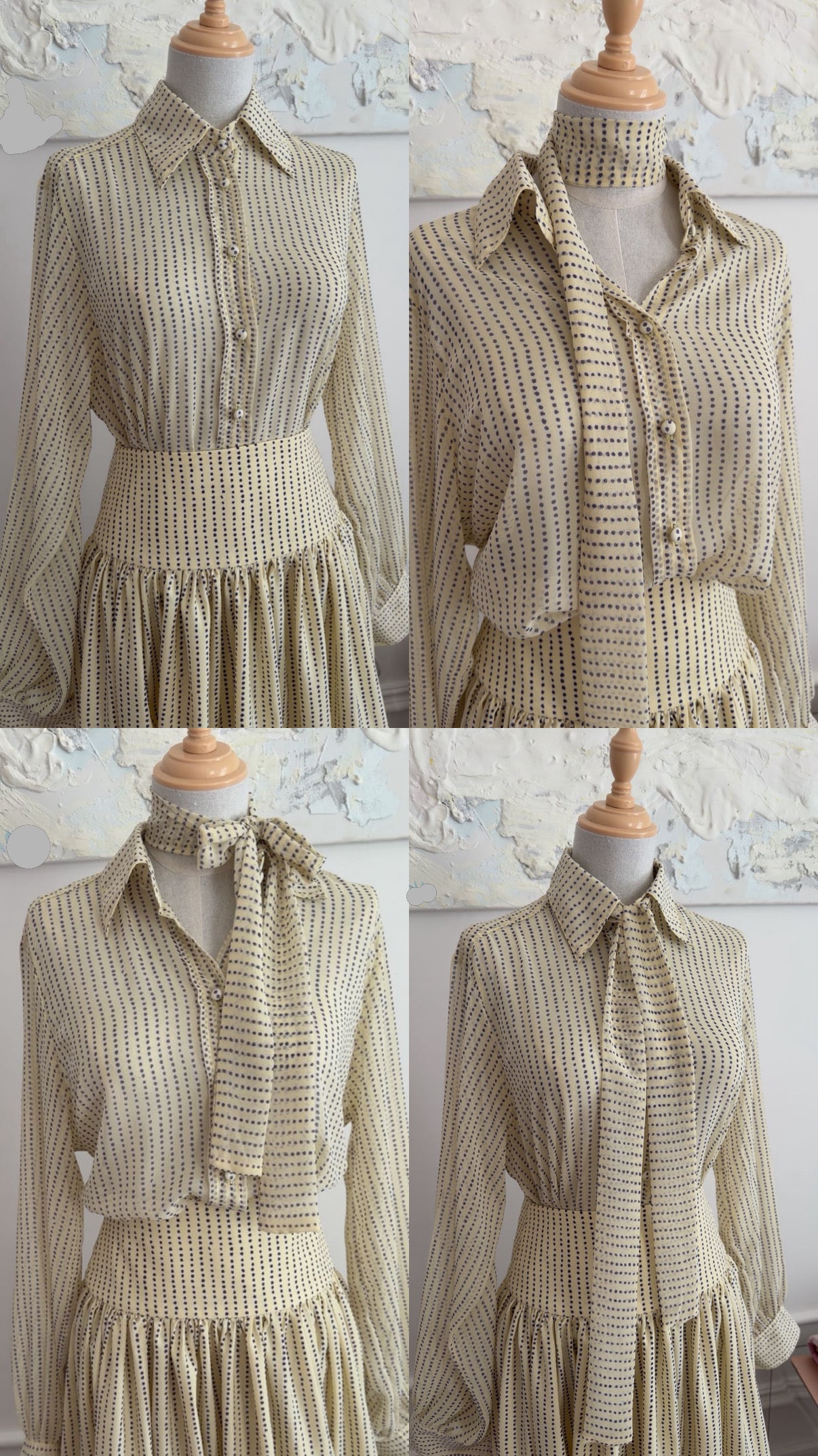 Polka dot set in butter yellow